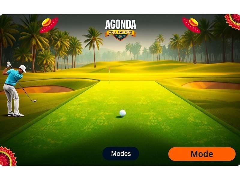 Agonda Golf Masters gameplay screenshot showing beautiful golf course
